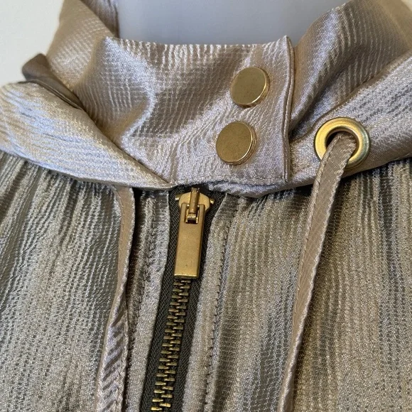 ZARA | Jewel Tone Color Block Satin Sheen Zip Up Hooded Coat Bomber Jacket - Picture 8 of 16